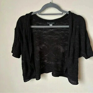 Sweater Project Black Crochet Short Sleeve Open Front Cardigan Women’s Size 3X